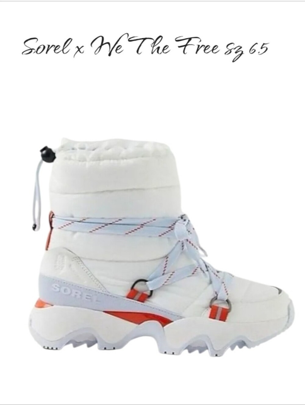 FP Movement x SOREL Kinetic Impact NXT Waterproof Puffer Boots White 6.5